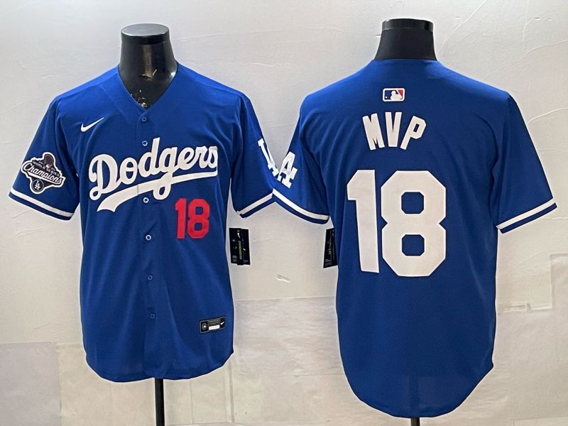 Men Los Angeles Dodgers #18 Mvp Blue 2026 Nike Game MLB Jersey 003
